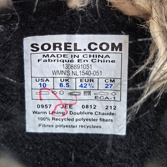 Sorel Boot Waterproof Gray Black Fur Lined Outdoor Lace Up Snow Winter Knee High - Picture 8 of 10